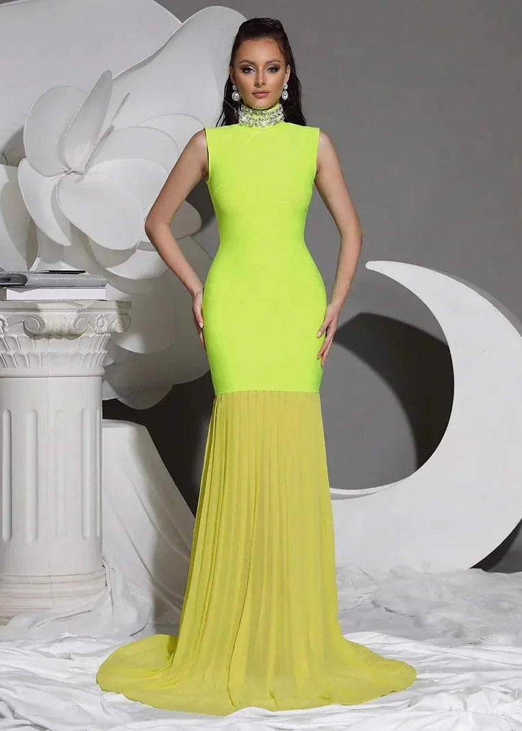 Diamond High Neck Bandage & Tulle Evening Gown Mermaid Formal Events - Styeenigma