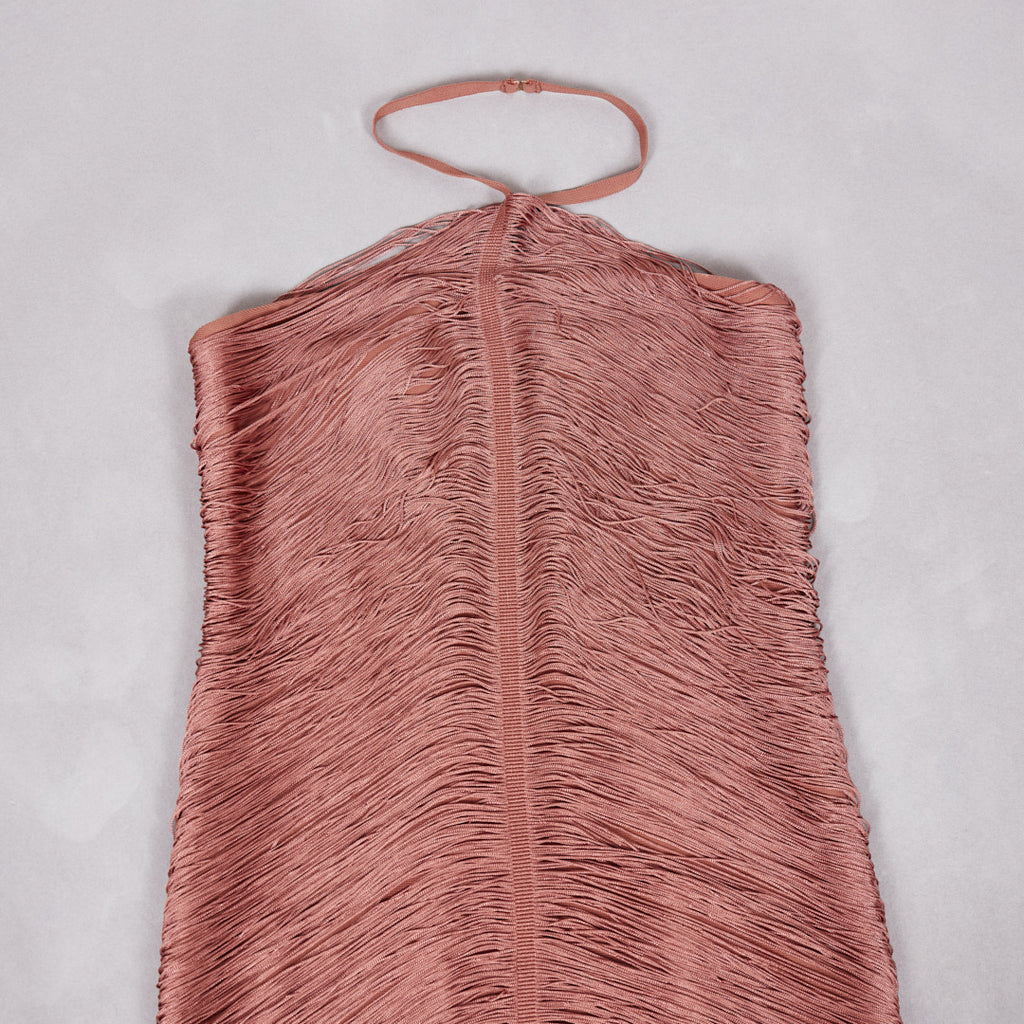 Sleeveless Halter Fringe Maxi Dress – Women’s Summer Bodycon Evening Gown