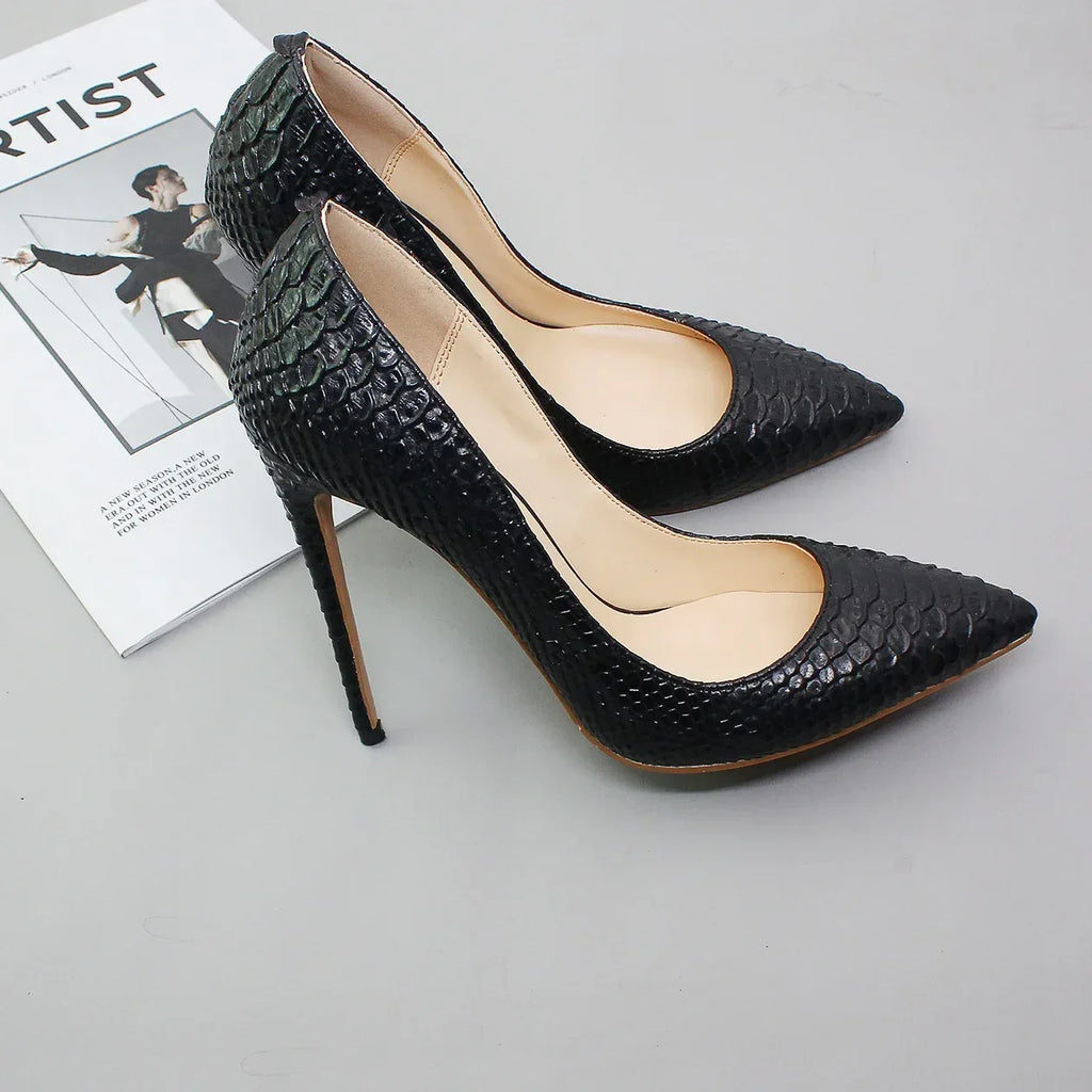 Women's Snake Print Pointed Toe High Heels – Fashion Stiletto - Styeenigma