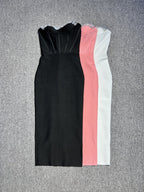 Women's Strapless Midi Dress with Crystal Stud Detailing | Evening Party Dress