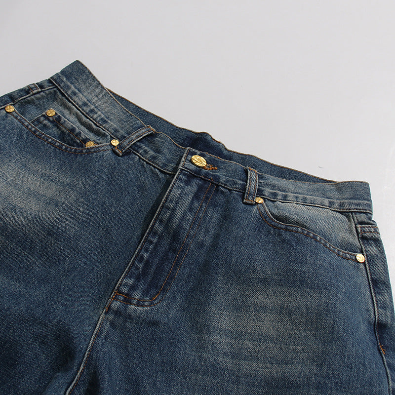 Vintage Wide-Leg Jeans for Women – Retro Loose Fit, Blue Denim Pants