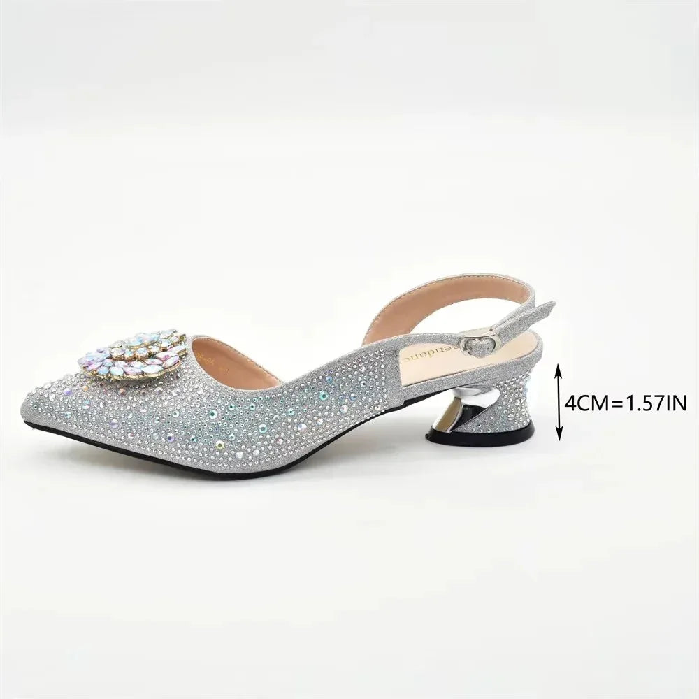 Rhinestone High Heel Shoes & Gemstone Hardbox Bag Set - Styeenigma