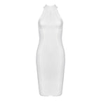 High Neck Bodycon Midi Dress – Sleeveless Perfect  for Cocktail, Date & Evening Wear
