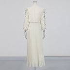 Embroidered Two-Piece Set – Rhinestone Detailing Sleeveless Dress & Jacket - Styeenigma