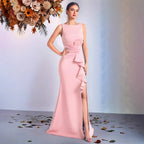 Women’s Maxi Evening Gown Dress – Ruched Waist Mermaid Formal Dress - Styeenigma