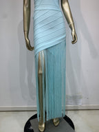 V-Neck Sleeveless Fringe Midi Dress | Beach Vacation Cover-Up & Summer Party Dress