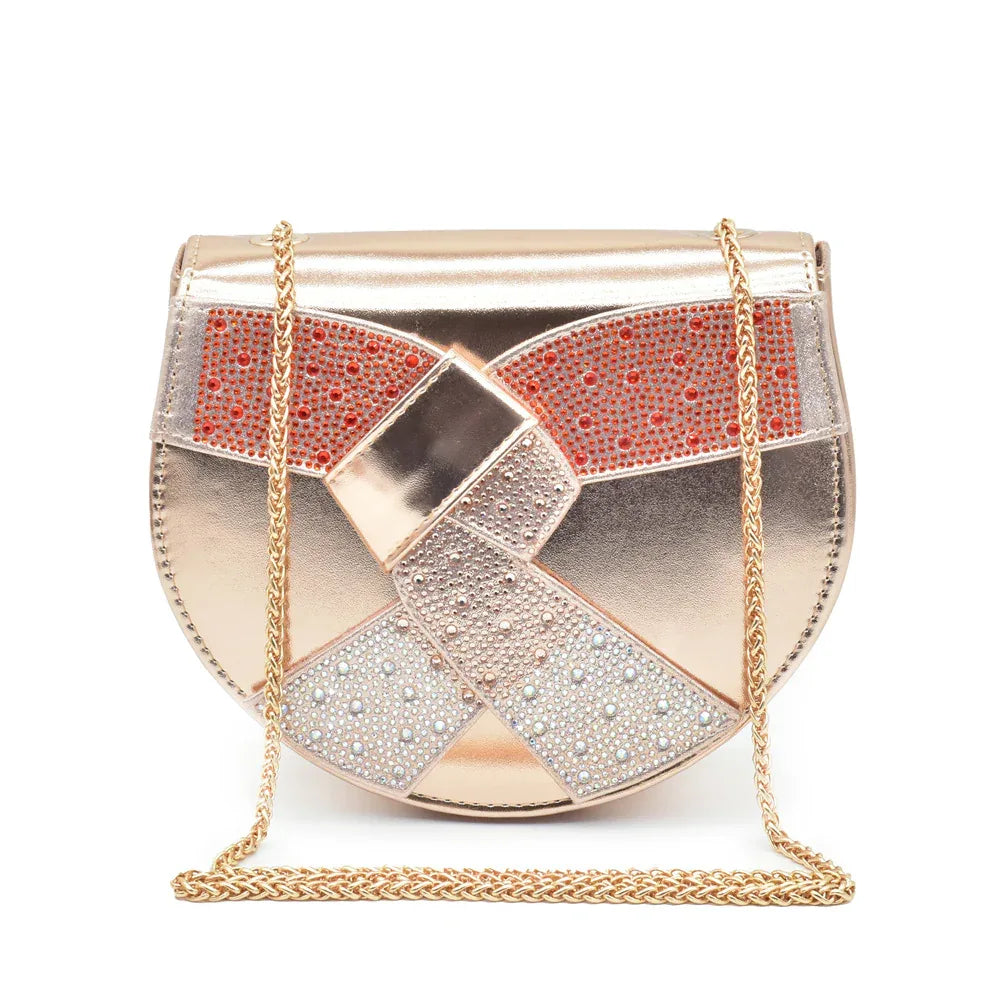 Peep Toe Rhinestone High Heel Sandals & Matching Bag Evening Set - Styeenigma