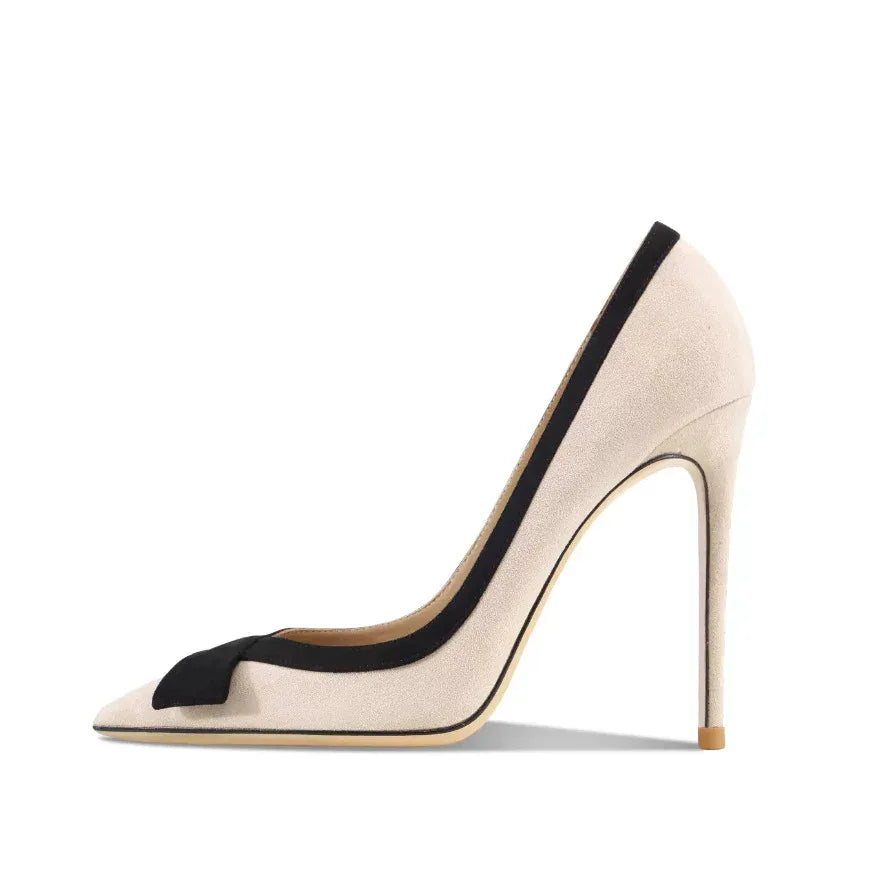 Women's Plus Size Stiletto High Heels – Pointed Toe Cross Strap Design (Apricot) - Styeenigma