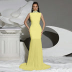 Diamond High Neck Bandage & Tulle Evening Gown Mermaid Formal Events - Styeenigma