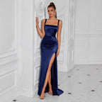 Satin Spaghetti Strap High Split Prom Dress – Ball Gown - Styeenigma