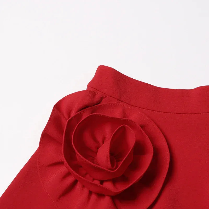 Vintage Palace Style 3D Rose A-Line Midi Skirt for Women - Styeenigma