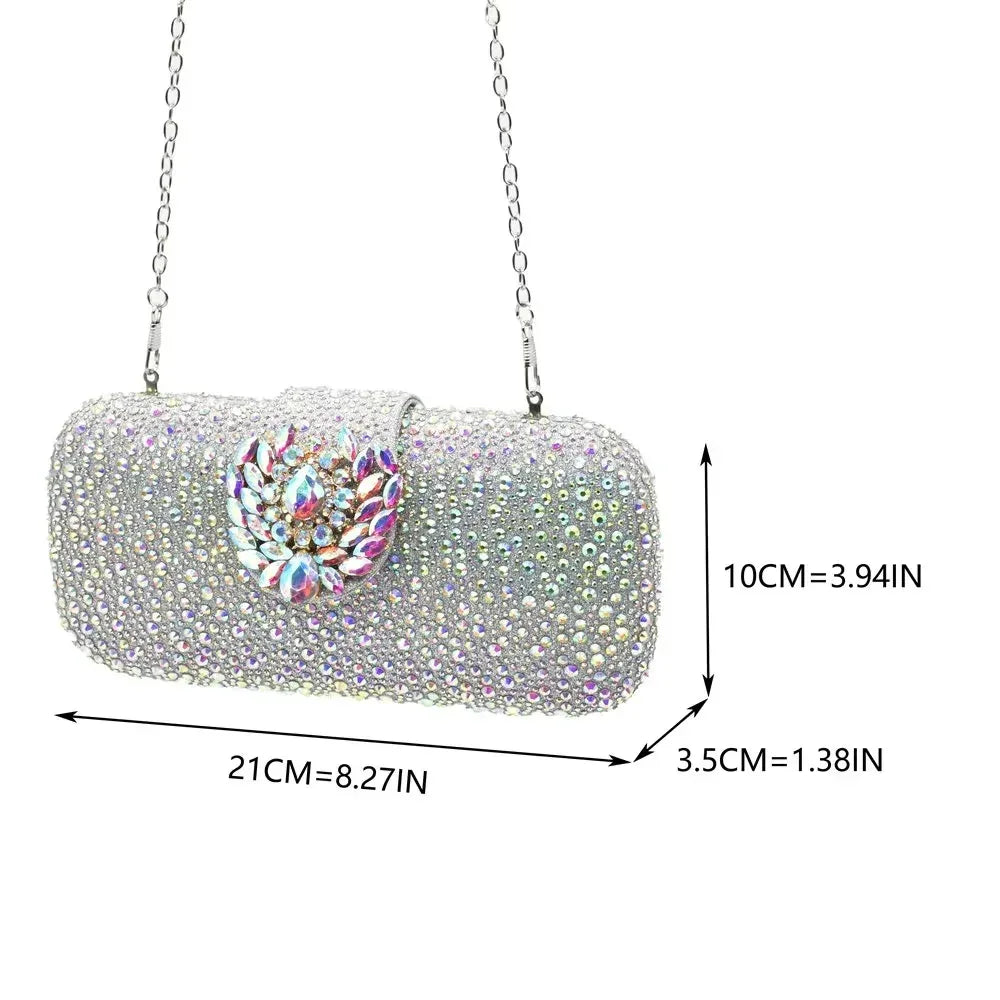 Rhinestone High Heel Shoes & Gemstone Hardbox Bag Set - Styeenigma