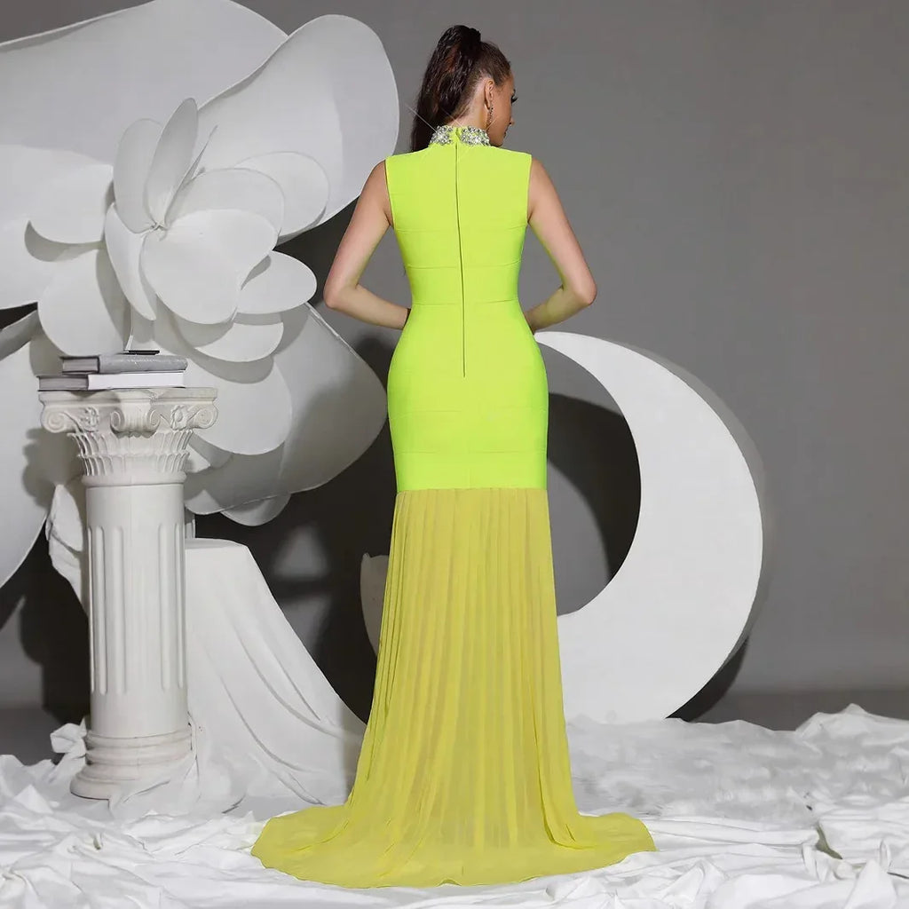 Diamond High Neck Bandage & Tulle Evening Gown Mermaid Formal Events - Styeenigma