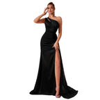 Single Shoulder Sequin Prom Dress with High Slit – Long Evening Gown - Styeenigma