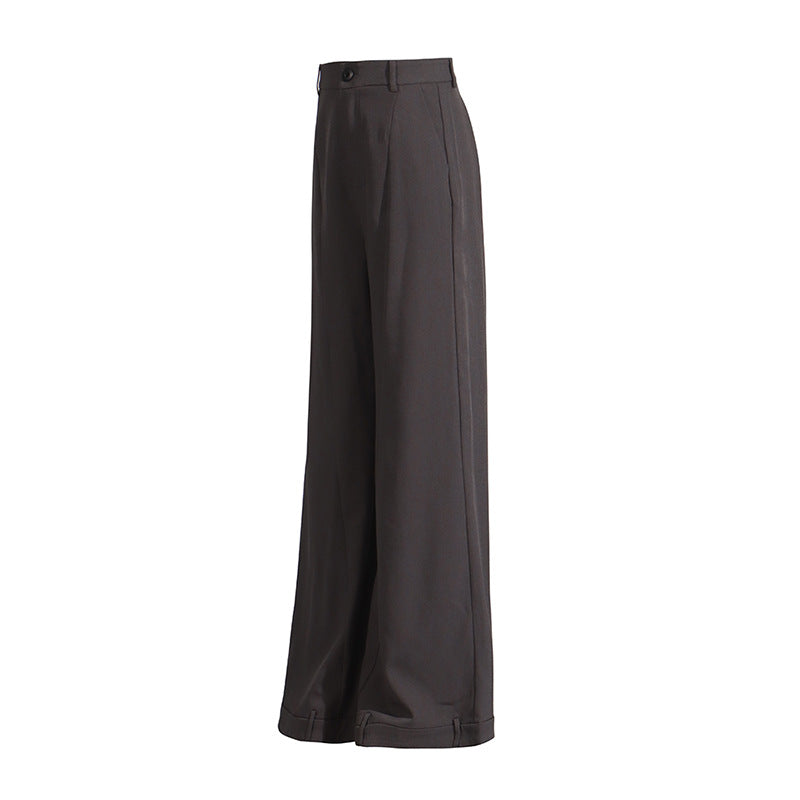 High-Waist Slim Fit Trousers – Elegant Grey Pants For Women