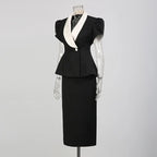 Sweet Style Women’s Two-Piece Set – V-Neck Top & Slimming Skirt Suit - Styeenigma