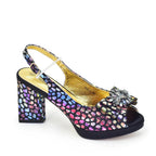 Diamond Peep Toe Chunky Heel Shoes & Evening Bag Set - Styeenigma