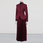 Elegant Women’s Two-Piece Set – 3D Embroidered Jacket & High-Waist Pleated Skirt - Styeenigma