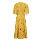 Elegant Two-Piece Set – Embroidered Hollow-Out Crewneck Top & High-Waist Skirt - Styeenigma