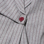 Vintage Lazy Style Grey Striped Irregular Design Blazer for Women. - Styeenigma