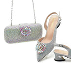 Rhinestone High Heel Shoes & Gemstone Hardbox Bag Set - Styeenigma
