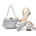 Floral Kitten Heels Sandals & Gemstone Hardbox Bag Evening Set - Styeenigma