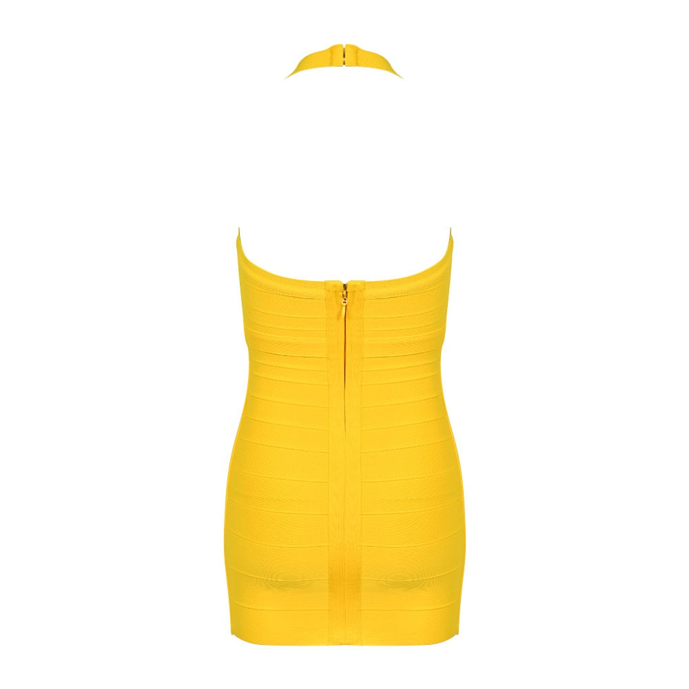 Women's Halter Neck Bodycon Dress - Sexy Sleeveless Mini Dress with Sweetheart Neckline