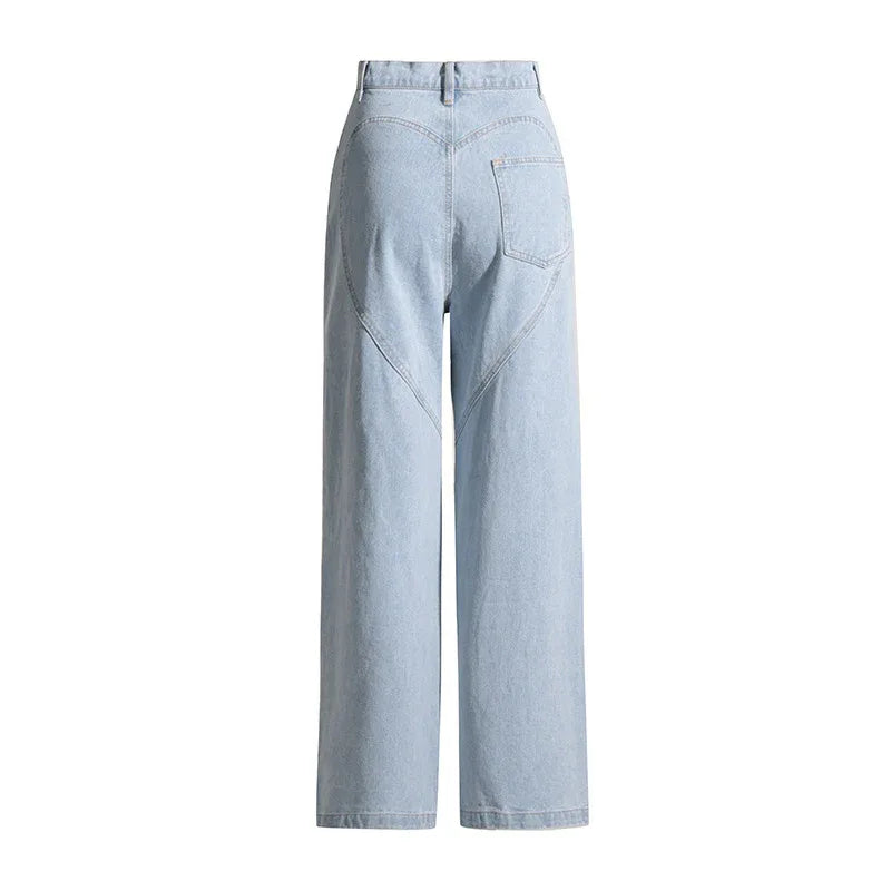 High Waist Long Rhinestone Hollow-Out Wide Leg Pants for Women