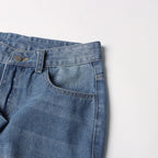Detachable Ribbon Patchwork High-Waist Straight-Leg Jeans Denim Pants