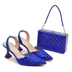 Pointed Toe Sequin Slip-On Stiletto Shoes & Matching Bag Set - Styeenigma