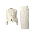 Women’s Two-Piece Set – Stand Collar Short Top & Midi Skirt - Styeenigma