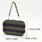 Sequin Stiletto Sandals & Faux-Lock Hardbox Bag Evening Set - Styeenigma