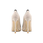 Women's Plus Size Stiletto High Heels – Pointed Toe Cross Strap Design (Apricot) - Styeenigma