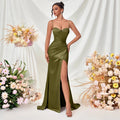 Spaghetti Strap Prom Dress with High Slit – Sleek Satin Party Gowns - Styeenigma