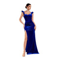 Velvet Prom Dress with High Slit – Elegant Long Evening Gown for Formal Events - Styeenigma
