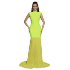 Diamond High Neck Bandage & Tulle Evening Gown Mermaid Formal Events - Styeenigma