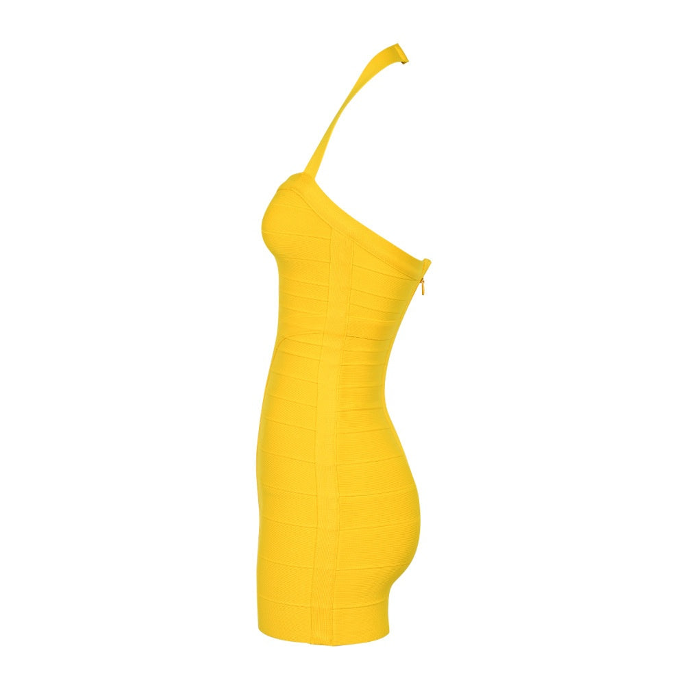 Women's Halter Neck Bodycon Dress - Sexy Sleeveless Mini Dress with Sweetheart Neckline