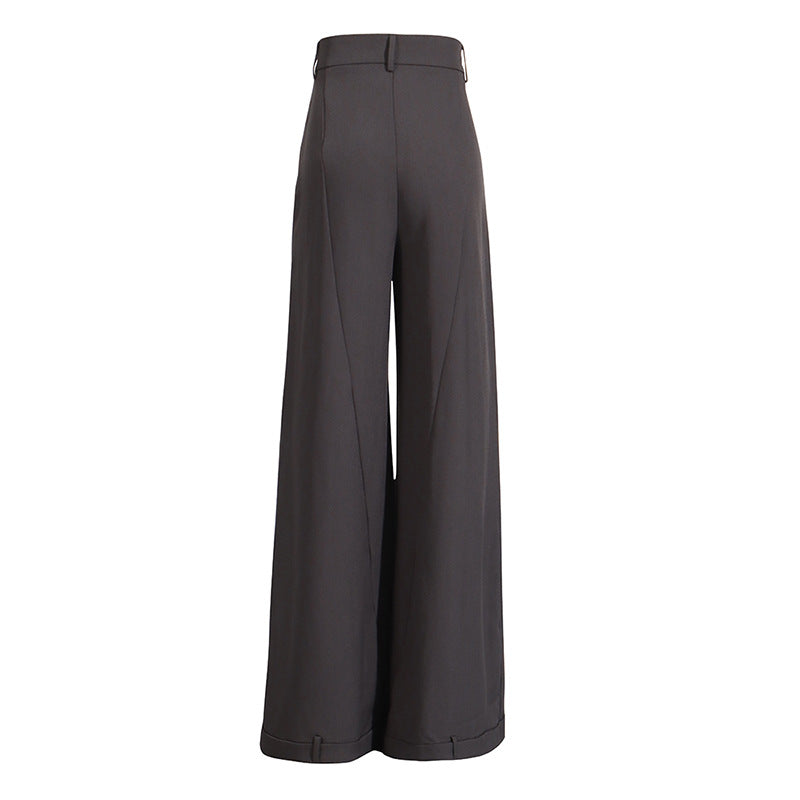 High-Waist Slim Fit Trousers – Elegant Grey Pants For Women