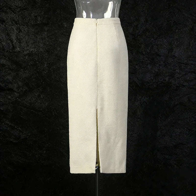 Women’s Two-Piece Set – Stand Collar Short Top & Midi Skirt - Styeenigma