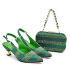 Sequin Stiletto Sandals & Faux-Lock Hardbox Bag Evening Set - Styeenigma