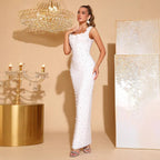 Spaghetti Strap Bandage Dress – Sleeveless Square Neck Formal Maxi Gown - Styeenigma