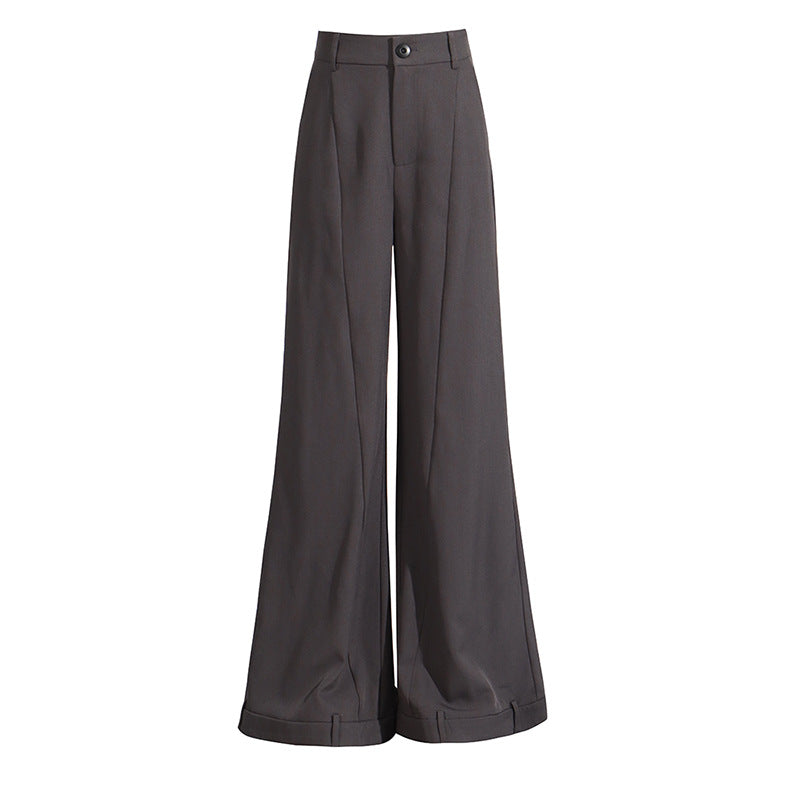 High-Waist Slim Fit Trousers – Elegant Grey Pants For Women