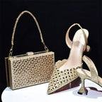 Pointed Toe Sequin Slip-On Stiletto Shoes & Matching Bag Set - Styeenigma