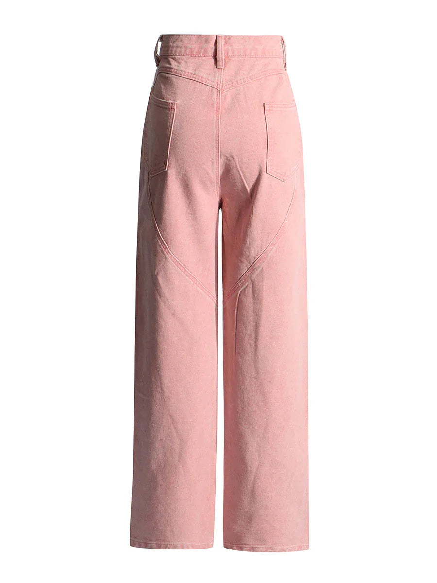 High Waist Long Rhinestone Hollow-Out Wide Leg Pants for Women