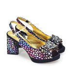 Diamond Peep Toe Chunky Heel Shoes & Evening Bag Set - Styeenigma