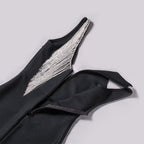 Backless Chain Fringe Bandage Evening Dress – Bodycon Long Formal Gown in Black - Styeenigma