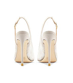 Women's Pointed Toe Lace Mesh Peep Toe High Heel Sandals - Styeenigma