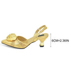 3D Floral Appliqué Mid-Heel Pumps & Evening Bag Set - Styeenigma