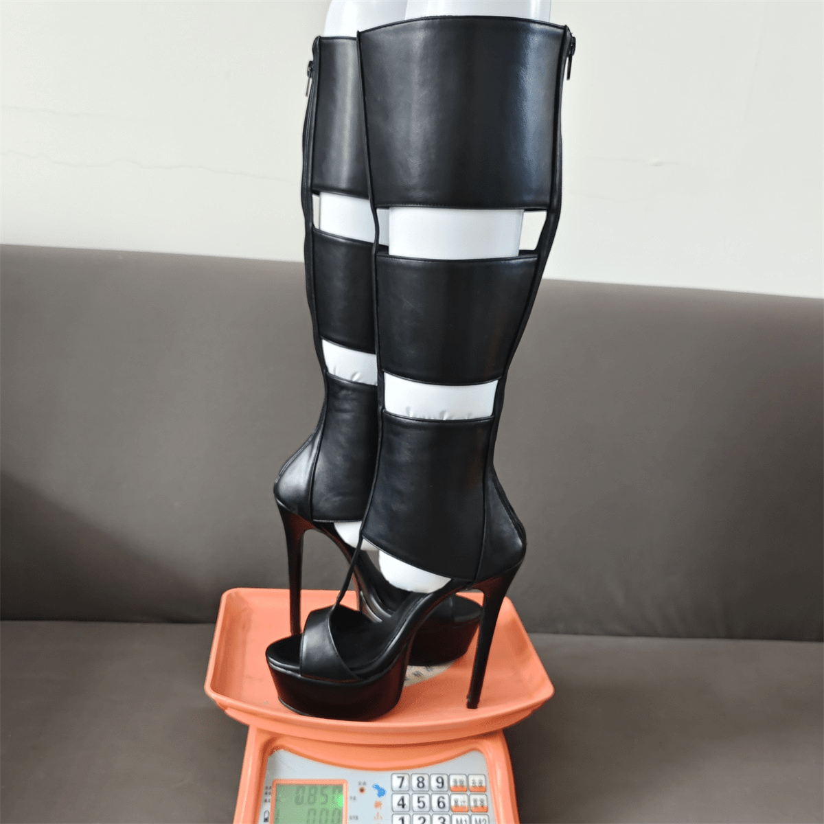 Women's Sexy Platform Stiletto Heel Sandals - Open Toe Cut Out Gladiator Knee High Boots - Styeenigma