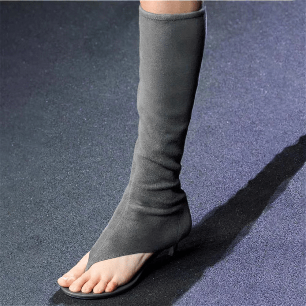 Open Toe Knee High Boots | Heeled Mules for Street Style - Styeenigma